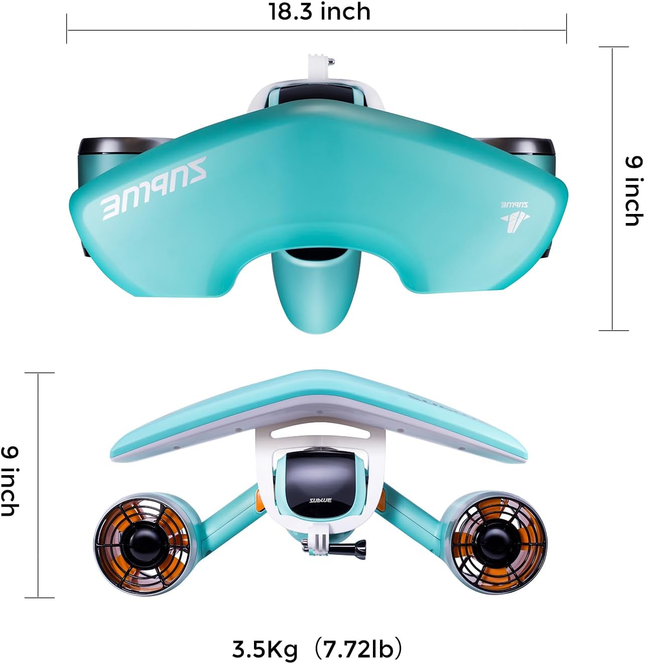 Sublue Mix Underwater Scooter with Action Camera Mount 30 Minutes 22lbf 131ft Waterproof Dual Motors Water Sports Pool Diving Snorkeling for Adults Gray Battery Version