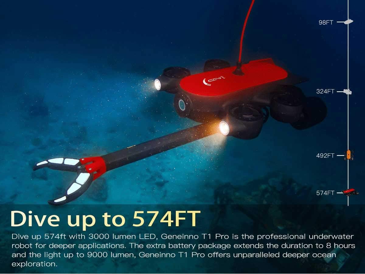 GENEINNO 150M Tether Titan Professional Underwater Drone ROV AUV Robot with 4K UHD Camera Remote Control Undersea Detection for Viewing, Recording, Fishing, Salvage Work