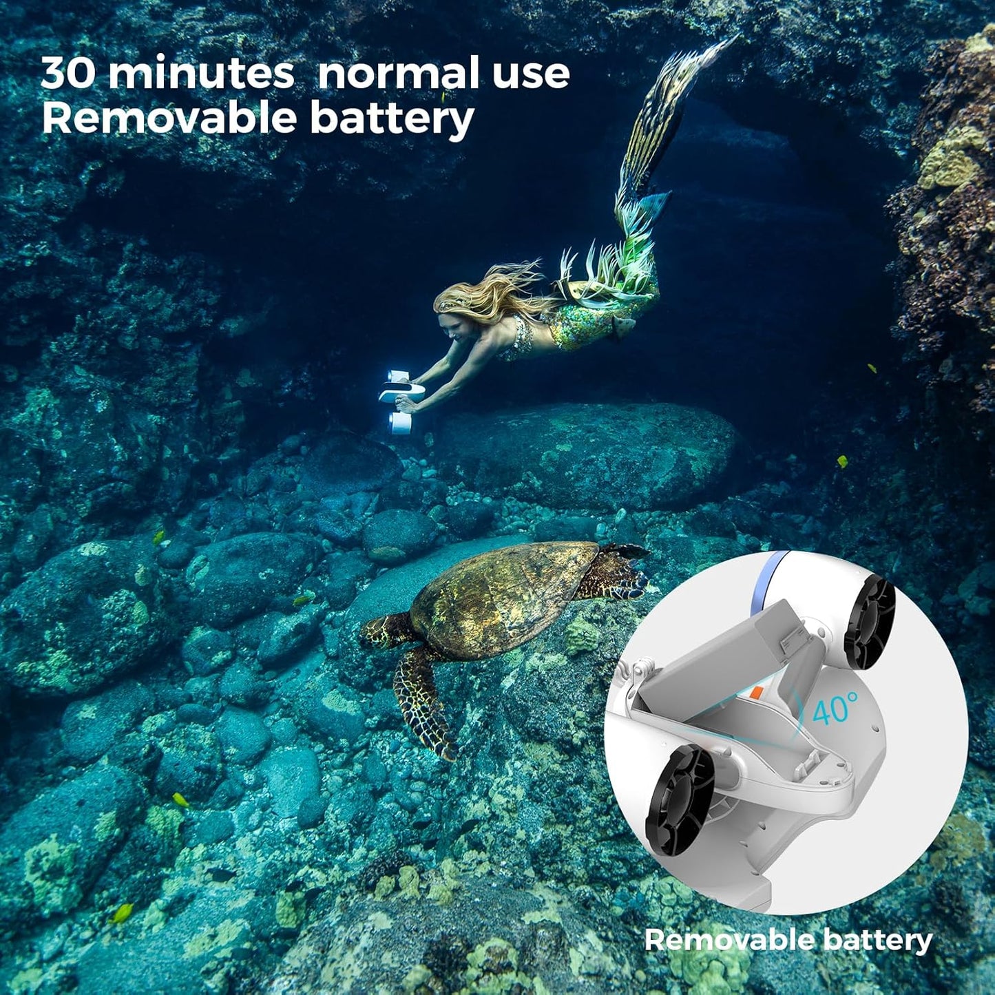 Sublue Mix Underwater Scooter with Action Camera Mount 30 Minutes 22lbf 131ft Waterproof Dual Motors Water Sports Pool Diving Snorkeling for Adults Gray Battery Version