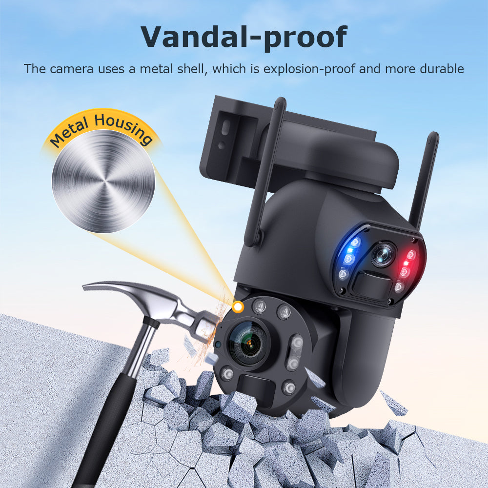 Welaso Solar Powered Security Camera Outdoor,4G/WiFi Dual Lens,20x/36x Zoom,6MP Resolution,PIR Human Detection,Color+IR Night Vision,Two-Way Audio,IP66 Waterproof
