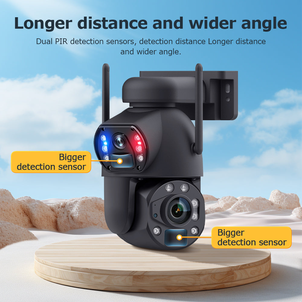 Welaso Solar Powered Security Camera Outdoor,4G/WiFi Dual Lens,20x/36x Zoom,6MP Resolution,PIR Human Detection,Color+IR Night Vision,Two-Way Audio,IP66 Waterproof