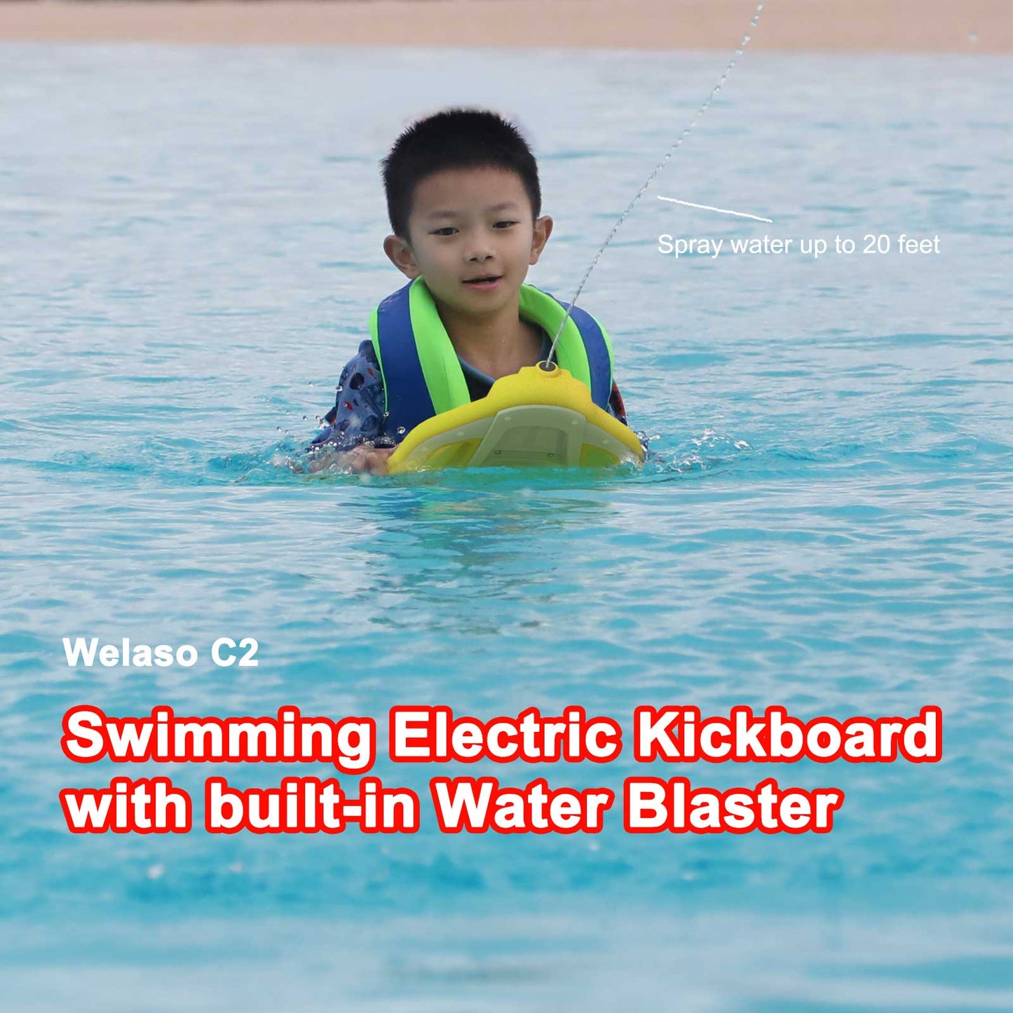 Welaso Asiwo  Electric Swimming Kickboard with Water Blaster, 264 lbs Capacity, 4.92 ft/s Speed, 60 Min Runtime,Swim Training Aid Kickboard Toy Water Gun for Adults Kids