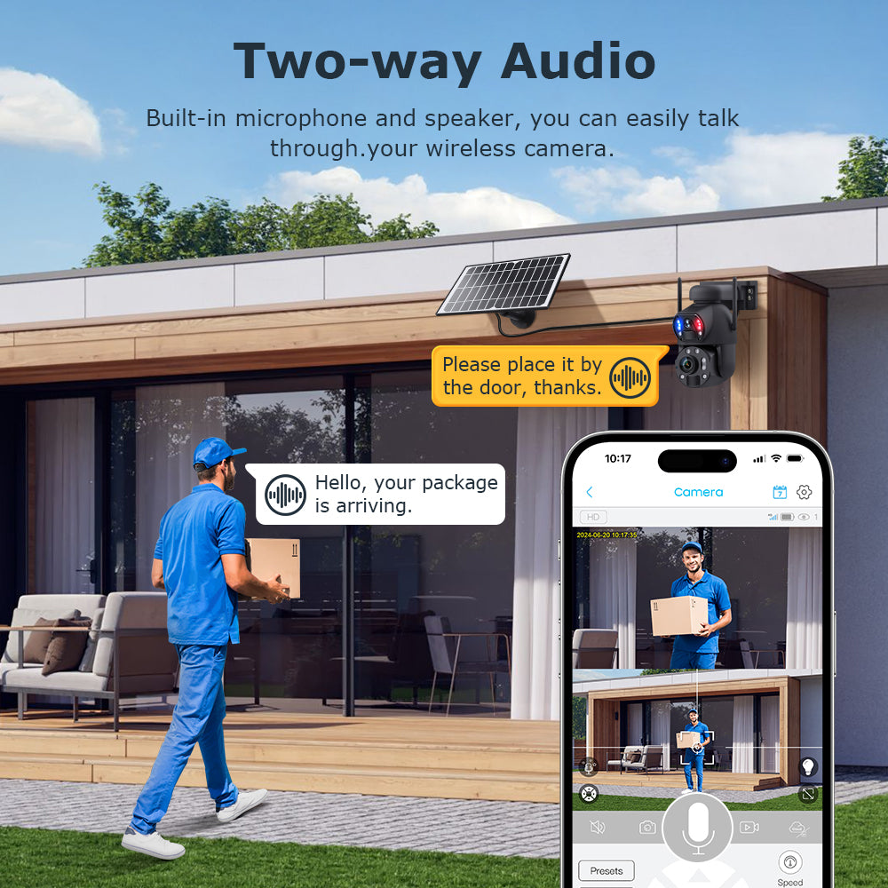 Welaso Solar Powered Security Camera Outdoor,4G/WiFi Dual Lens,20x/36x Zoom,6MP Resolution,PIR Human Detection,Color+IR Night Vision,Two-Way Audio,IP66 Waterproof