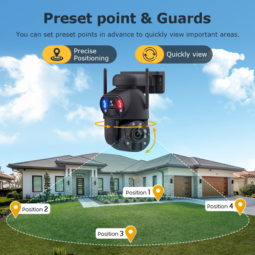 Welaso Solar Powered Security Camera Outdoor,4G/WiFi Dual Lens,20x/36x Zoom,6MP Resolution,PIR Human Detection,Color+IR Night Vision,Two-Way Audio,IP66 Waterproof