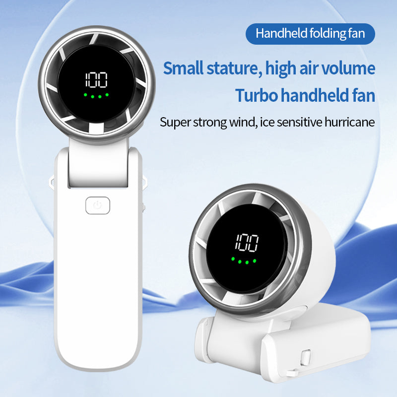 Welaso Handheld Fan– Ultimate Flexibility: High-Power Motor, LED Display, 5000mAh Rechargeable, 5-Speed, Foldable Design, 3-IN-1 Portable Hand/Desk/Neck Fan for Travel, Gift