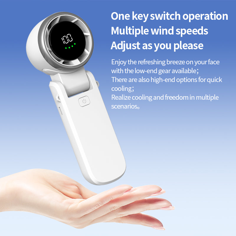 Welaso Handheld Fan– Ultimate Flexibility: High-Power Motor, LED Display, 5000mAh Rechargeable, 5-Speed, Foldable Design, 3-IN-1 Portable Hand/Desk/Neck Fan for Travel, Gift
