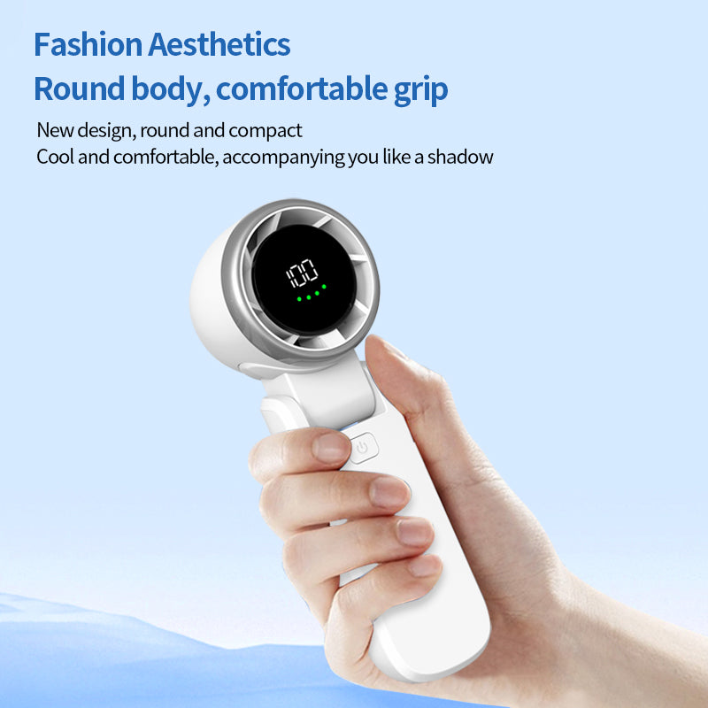 Welaso Handheld Fan– Ultimate Flexibility: High-Power Motor, LED Display, 5000mAh Rechargeable, 5-Speed, Foldable Design, 3-IN-1 Portable Hand/Desk/Neck Fan for Travel, Gift