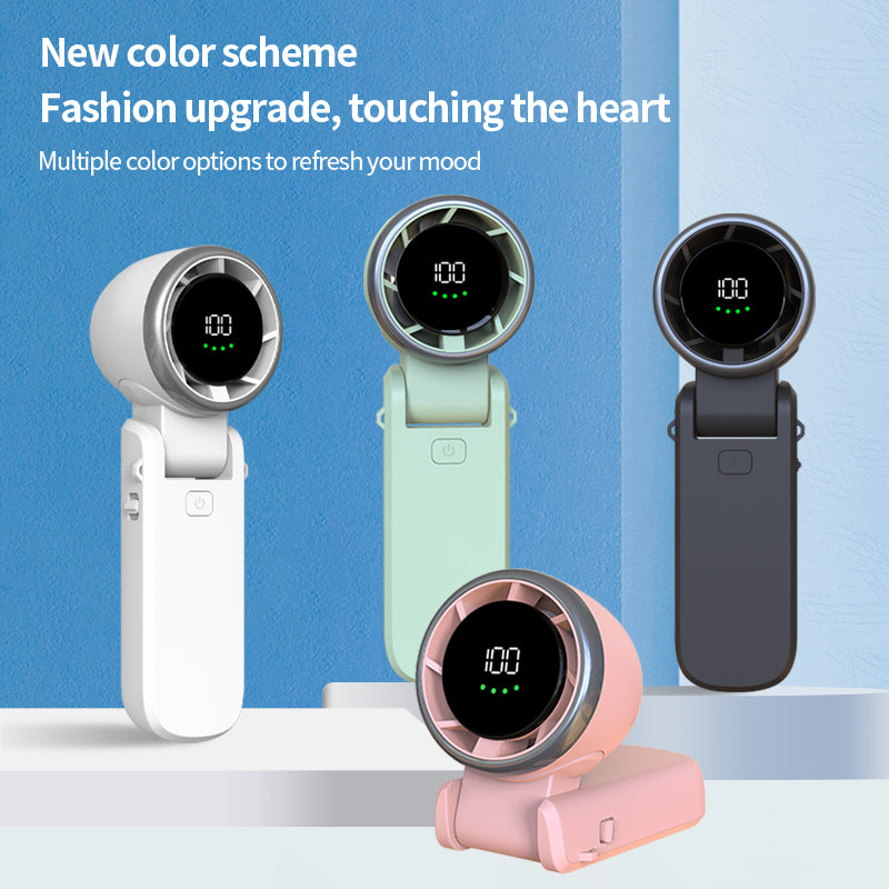 Welaso Handheld Fan– Ultimate Flexibility: High-Power Motor, LED Display, 5000mAh Rechargeable, 5-Speed, Foldable Design, 3-IN-1 Portable Hand/Desk/Neck Fan for Travel, Gift