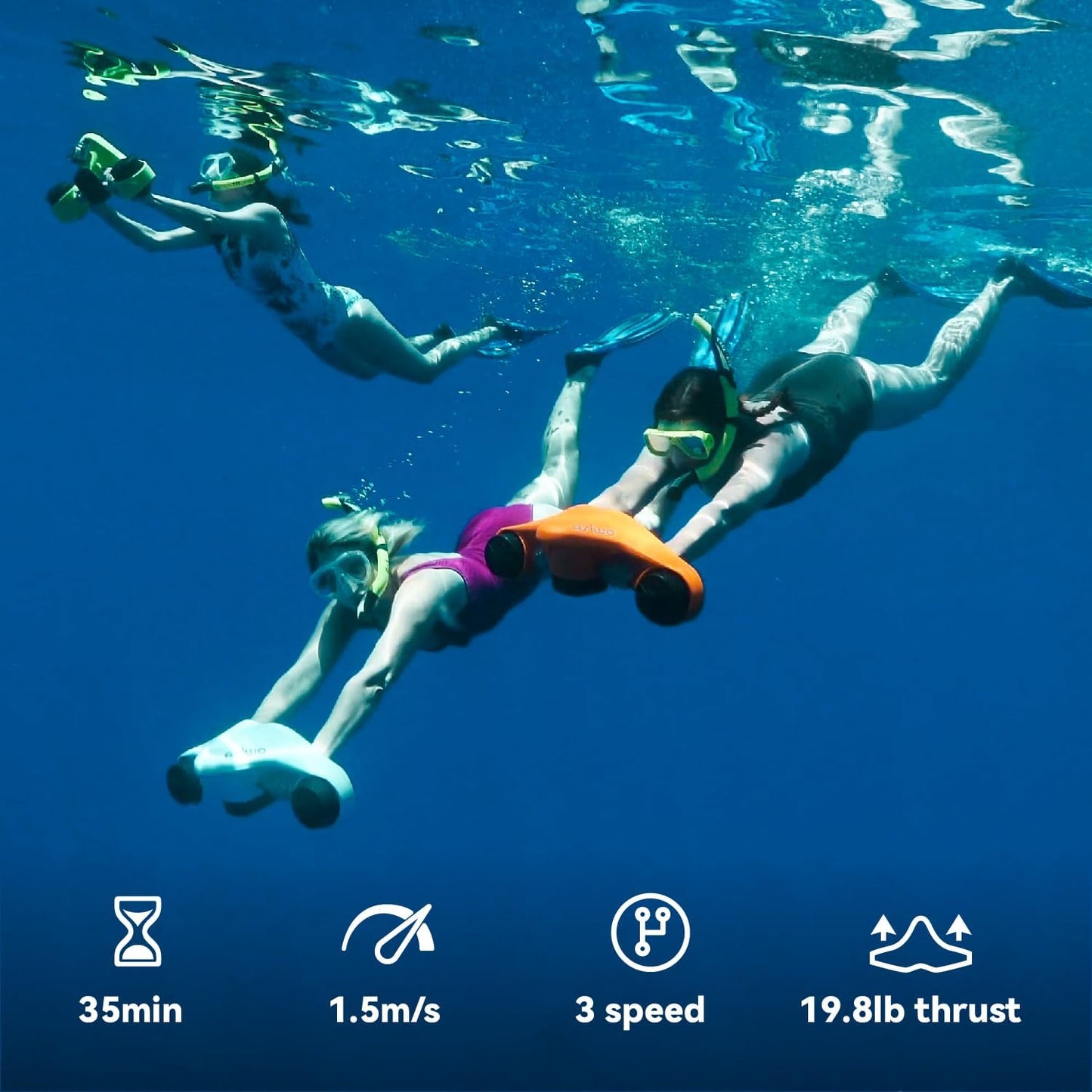 Asiwo Underwater Scooter, Sea Scooter Dual Motors with Action Camera Mount for Kids/Adults, Water Scooter 40M Waterproof for Scuba Diving Snorkeling Pool Sea Adventures