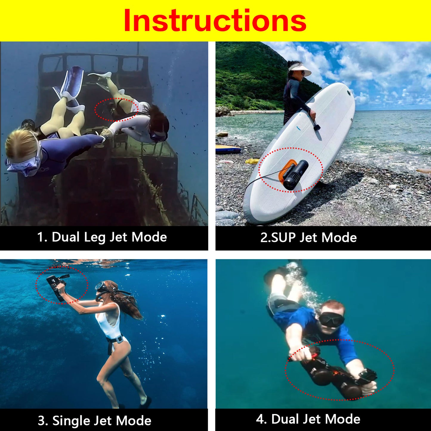 LEFEET S1 Professional Underwater Scooter with Dual Propeller for Sea Hunting Fishing,Scuba Diving,Snorkeling,Swimming,Underwater Exploration and Rescue，2 Set Waterscooters+Dual Rail Kit+Leg Strap