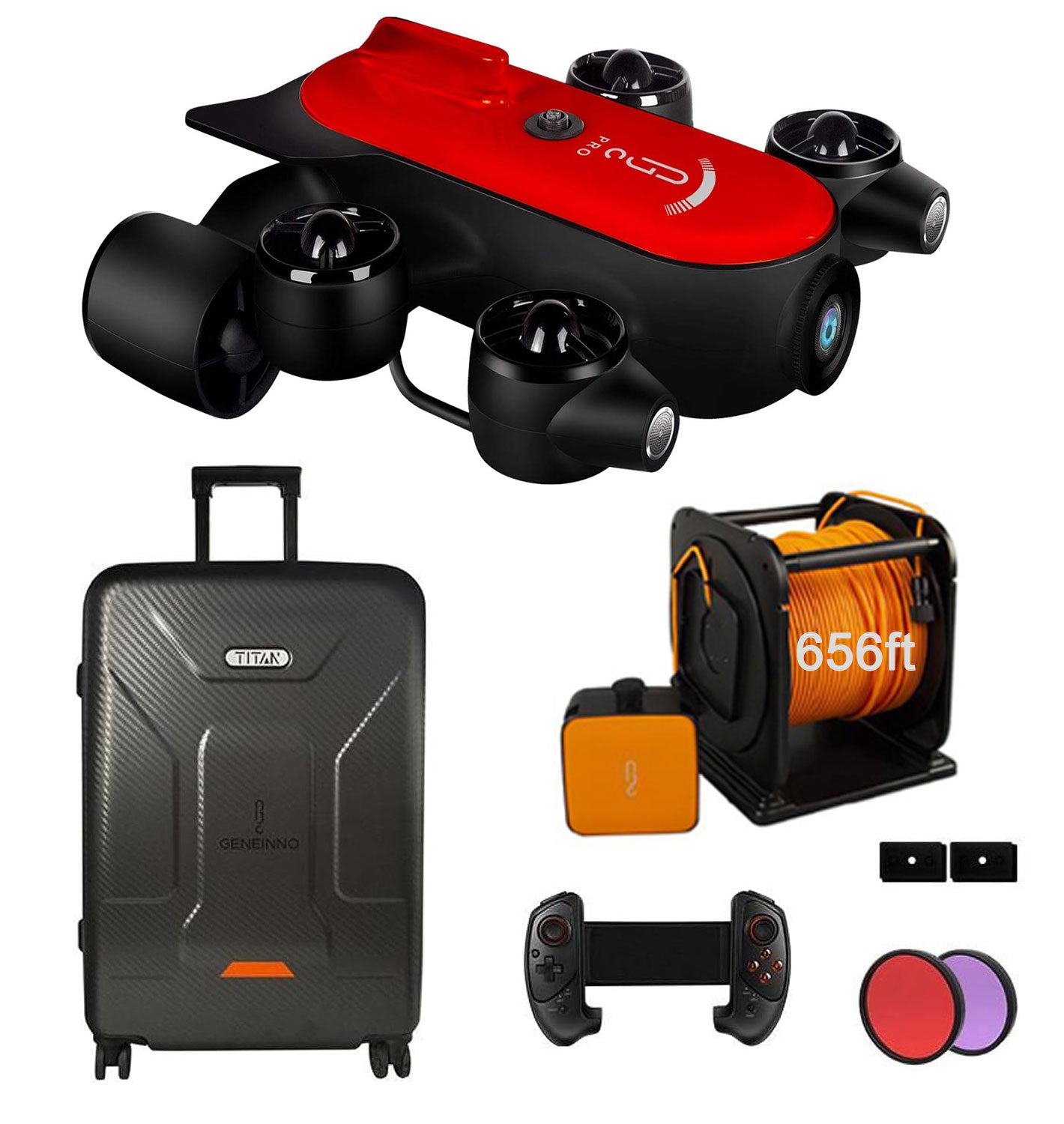 GENEINNO 150M Tether Titan Professional Underwater Drone ROV AUV Robot with 4K UHD Camera Remote Control Undersea Detection for Viewing, Recording, Fishing, Salvage Work
